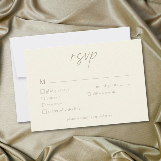 Cartons Réponse Elegant Ivory Cream Minimalist Wedding (Elegant Ivory Cream Minimalist Wedding RSVP Card)