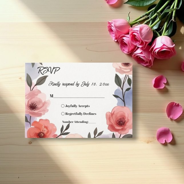 Cartons Réponse Elégant Jardin Botanique Aquarelle Floral Mariage (Créateur téléchargé)