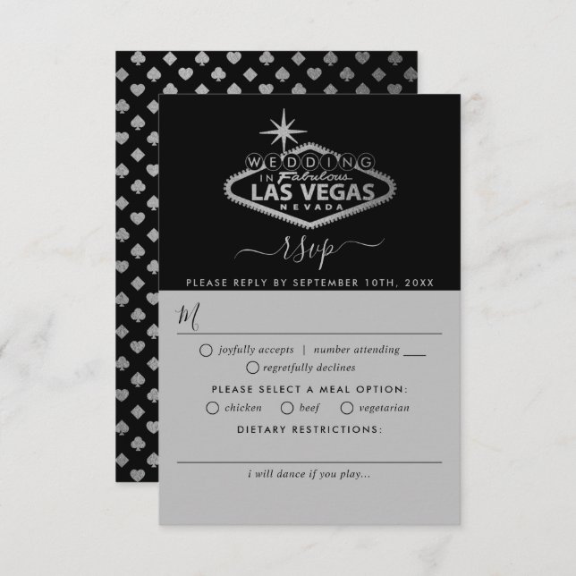 Cartons Réponse Elégant Las Vegas Destination Mariage (Devant / Derrière)
