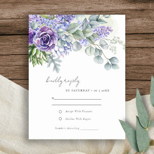 Cartons Réponse Élégant Lilac Succulent Eucalyptus Foliage Mariage