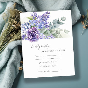 Cartons Réponse Élégant Lilac Succulent Eucalyptus Foliage Mariage