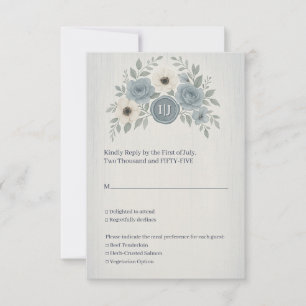 Cartons Réponse Élégant mariage à cachet de cire floral bleu pouss
