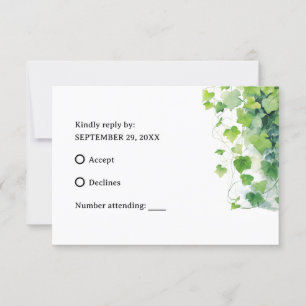 Cartons Réponse Élégant Mariage à feuilles vertes