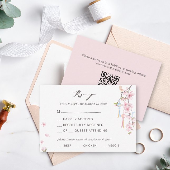 Cartons Réponse Élégant Mariage à fleurs de printemps (Créateur téléchargé)