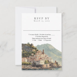Cartons Réponse Élégant mariage à l'aquarelle en Amalfi Italien