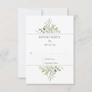 Cartons Réponse Élégant mariage à l'aquarelle verdure