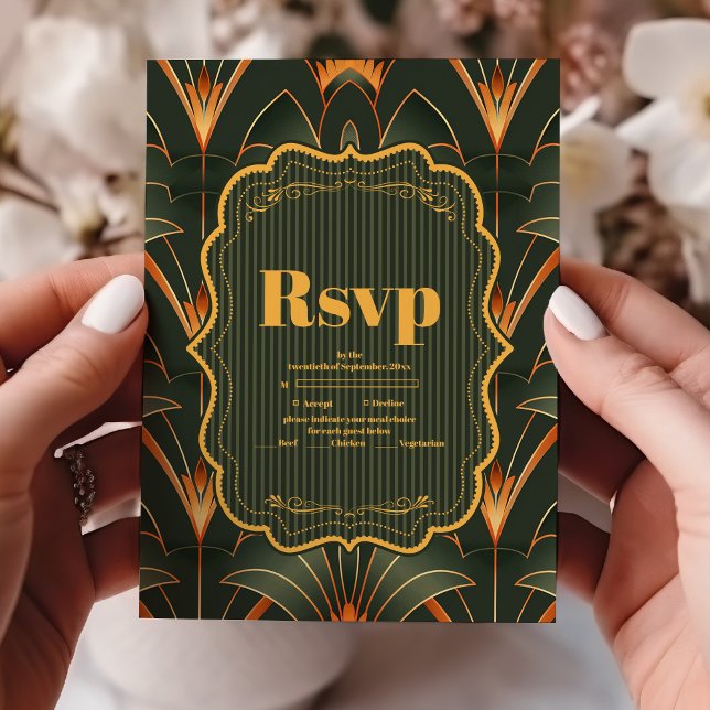 Cartons Réponse Elégant Mariage Art Déco Géométrique (Créateur téléchargé)