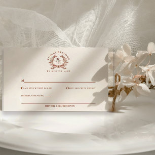 Cartons Réponse Élégant Mariage au Blason de Monogramme Rustique