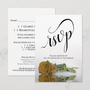 Cartons Réponse Élégant mariage avec des roses dorées ocrées à lon