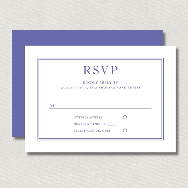 Cartons Réponse Élégant Mariage blanc violet classique (Créateur téléchargé)