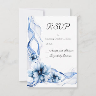 Cartons Réponse Elégant Mariage bleu bleu marine
