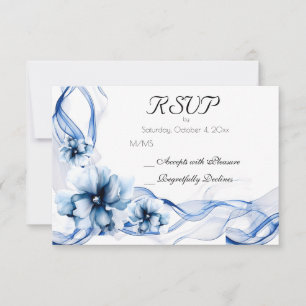 Cartons Réponse Elégant Mariage bleu bleu marine