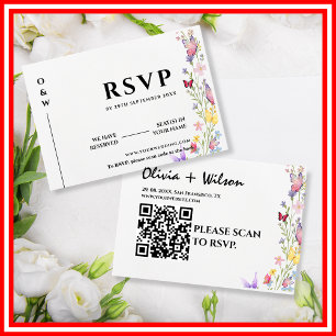 Cartons Réponse Élégant Mariage Bohème Fleur de Fleur Sauvage Papi