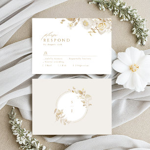 Cartons Réponse Élégant Mariage botanique moderne or
