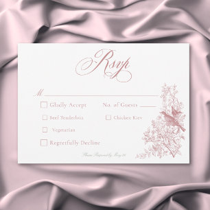 Cartons Réponse Élégant Mariage Chinoiserie Rose Nature et Oiseaux