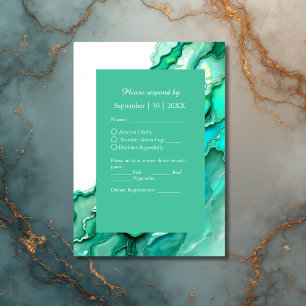Cartons Réponse Elégant Mariage couleur marbre Turquoise Emerald