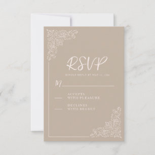 Cartons Réponse Élégant Mariage Crème Taupe Chaud Vintage