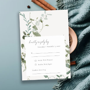 Cartons Réponse Elégant Mariage d'aquarelle d'Eucalyptus Botanique