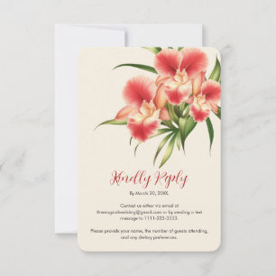 Cartons Réponse Élégant Mariage de cattleya rouge orchidées