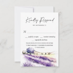 Cartons Réponse Élégant Mariage de champ de fleurs de lavande aqua