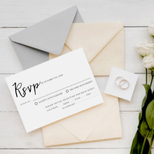 Cartons Réponse Élégant Mariage de choix de repas en noir et blanc