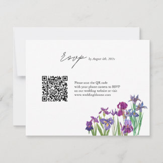 Cartons Réponse Élégant mariage de code QR fleur Iris
