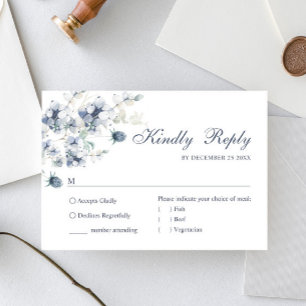 Cartons Réponse Élégant Mariage de feuillage d'hiver bleu Dusty