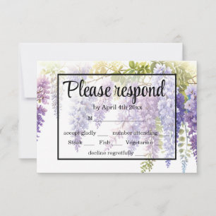 Cartons Réponse Élégant mariage de glycine couleur violet