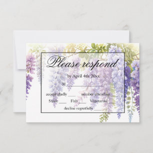Cartons Réponse Elégant mariage de la glycine bleu violet