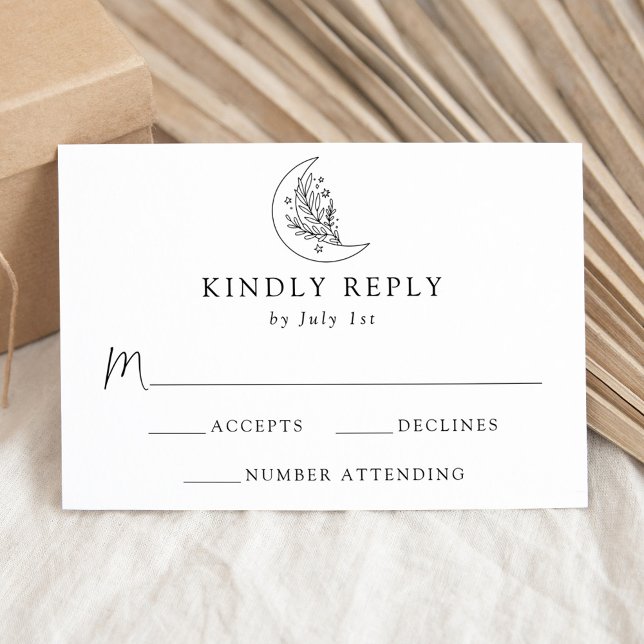 Cartons Réponse Élégant Mariage de la Lune botanique et des étoile (Créateur téléchargé)