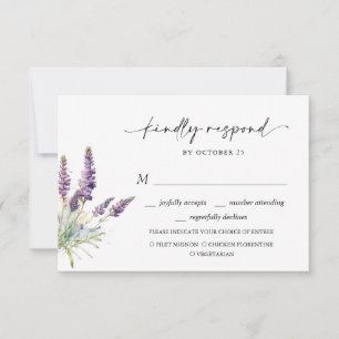Cartons Réponse Élégant Mariage de Lavande aquarelle