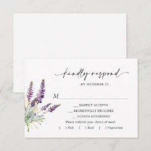 Cartons Réponse Élégant Mariage de Lavande aquarelle