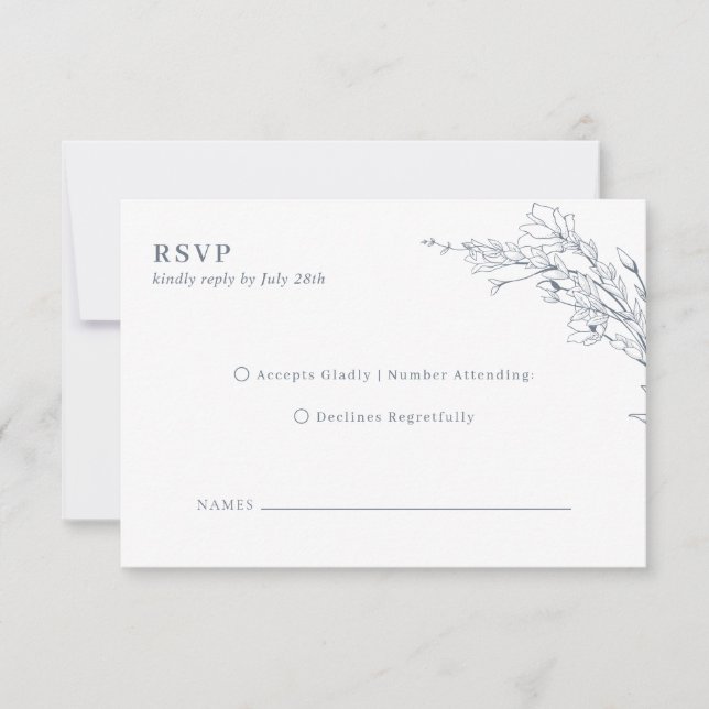 Cartons Réponse Élégant Mariage de monogramme de couronne de fleur (Devant)