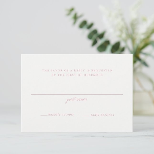 Cartons Réponse Élégant Mariage de monogramme rose (Debout devant)