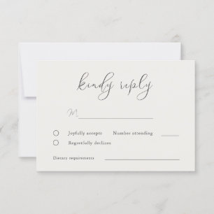Cartons Réponse Élégant Mariage de script Greige