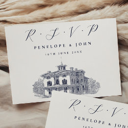 Cartons Réponse Élégant Mariage d'illustration de villa italienne
