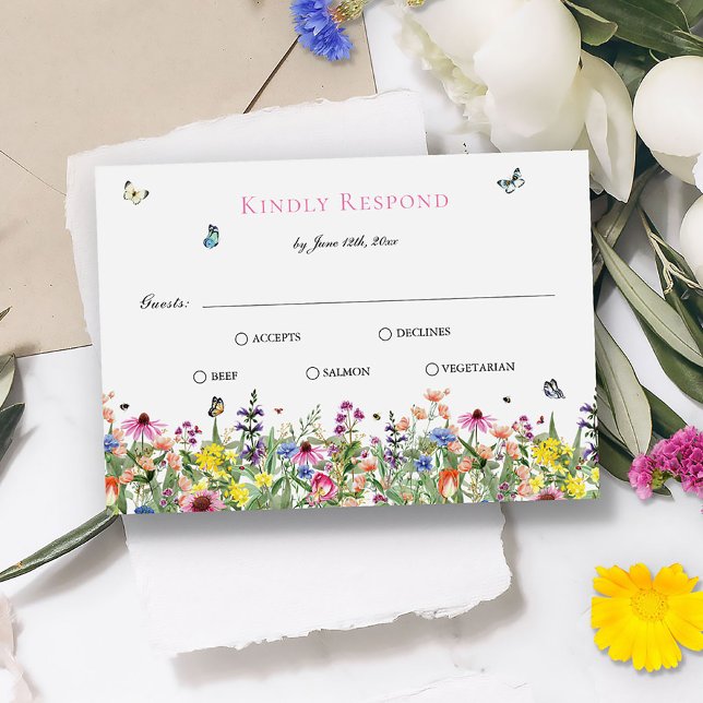 Cartons Réponse Élégant Mariage Fleur sauvage d'été (Créateur téléchargé)