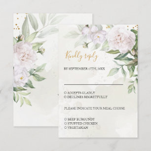 Cartons Réponse Élégant mariage fleurs blanches aquarelle verdure