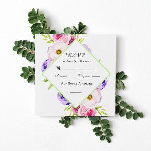 Cartons réponse Elégant Mariage floral aquarelle