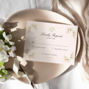 Cartons Réponse Élégant mariage floral aquarelle rococo