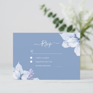Cartons Réponse Elégant Mariage floral couleur bleu