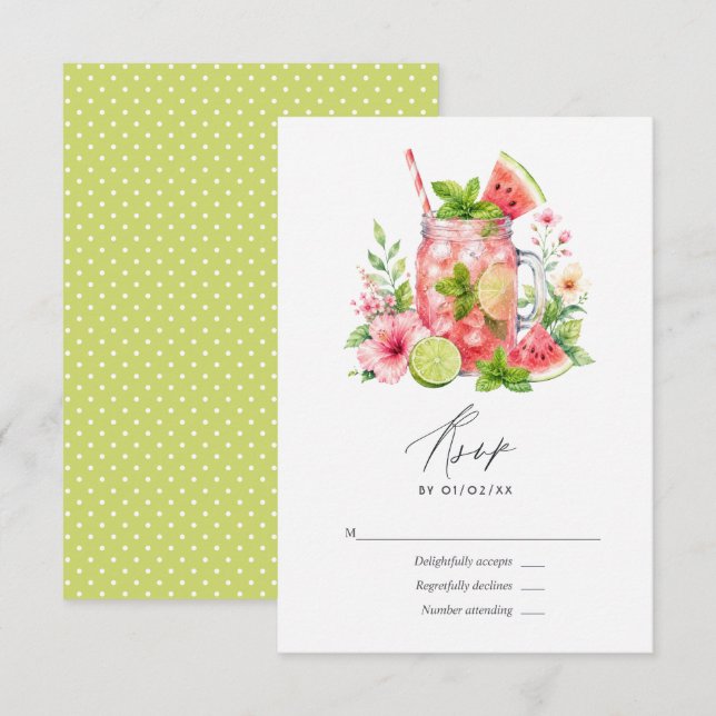Cartons Réponse Élégant Mariage Floral Mojito Pastèque (Devant / Derrière)