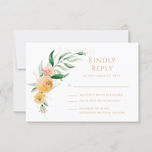 Cartons Réponse Elégant Mariage Floral Orange moderne