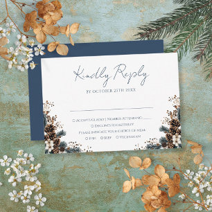 Cartons Réponse Élégant Mariage Floral Rustique Pommes de pin