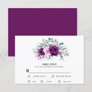 Cartons Réponse Élégant Mariage floral violet rustique