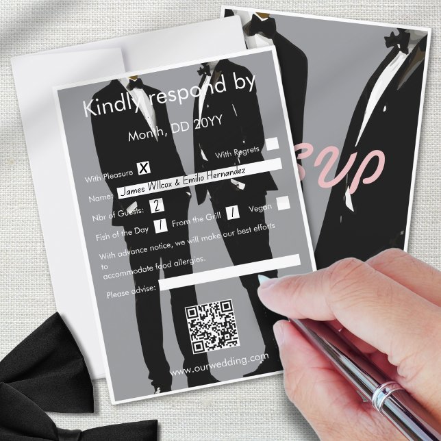 Cartons Réponse Elégant Mariage gay moderne (Créateur téléchargé)