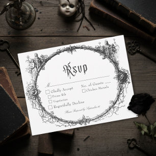 Cartons Réponse Élégant Mariage Gothique Noir Toile de Jouy Vintag
