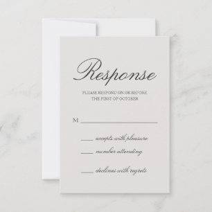 Cartons Réponse Élégant Mariage gris couleur solide