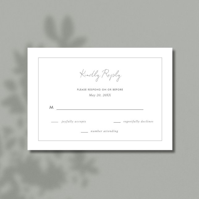 Cartons Réponse Élégant Mariage gris simple (Elegant Simple Gray Wedding RSVP Card)