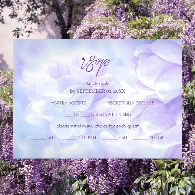 Cartons Réponse Élégant Mariage Lilac violet clair (Créateur téléchargé)